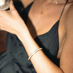 Bruce & Co Halo – White Enamel Oval Bangle, Steel