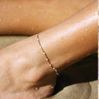 Bruce & Co White Bead Station Anklet, 22 cm, Steel