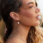 Bruce & Co Hammered Pearl Hoop Earrings, 12 mm