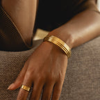 Bruce & Co Linea – Layered Cuff Bracelet, 13 mm, 18K Gold PVD Steel