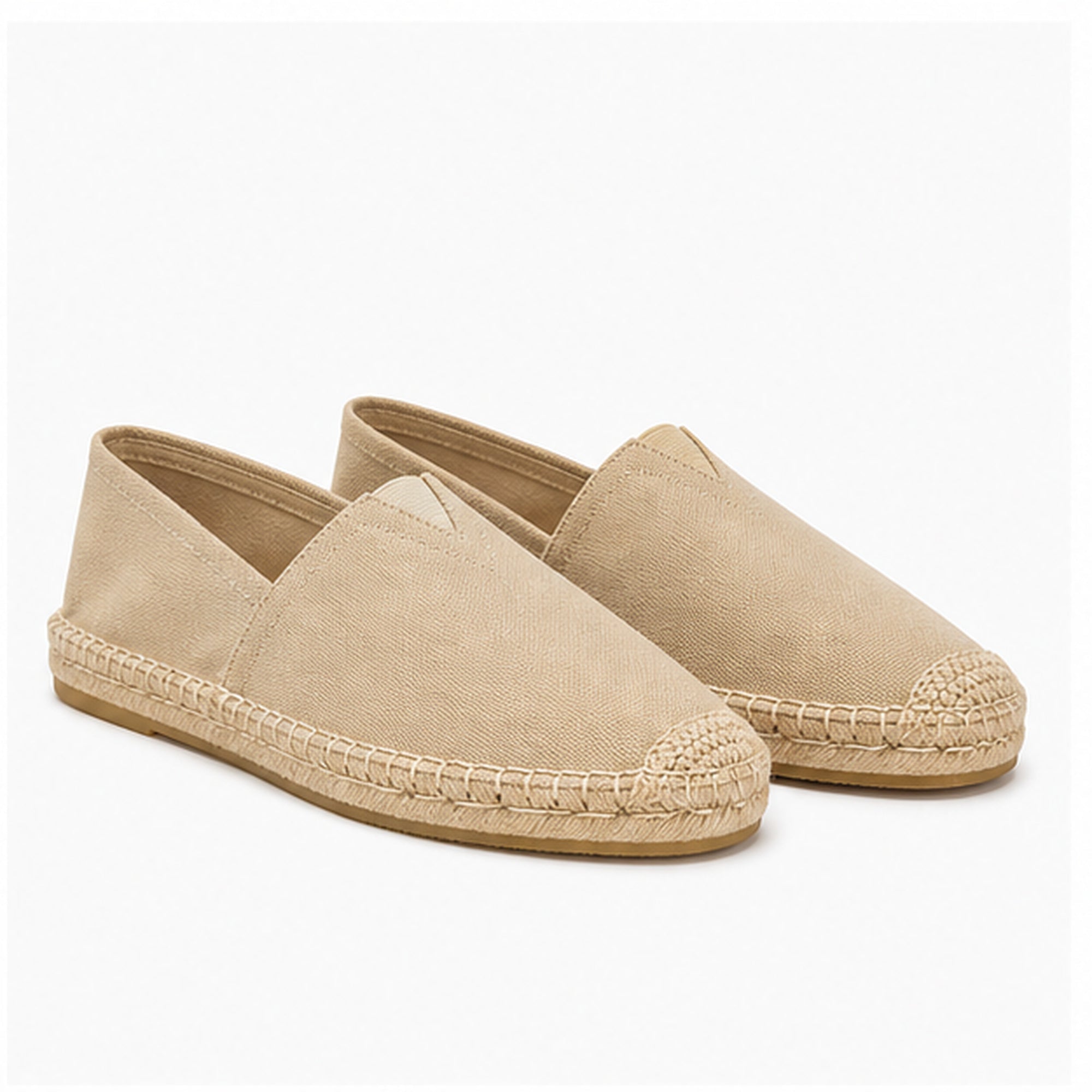 Wynmont men's beige canvas espadrille slip-ons — studio pair