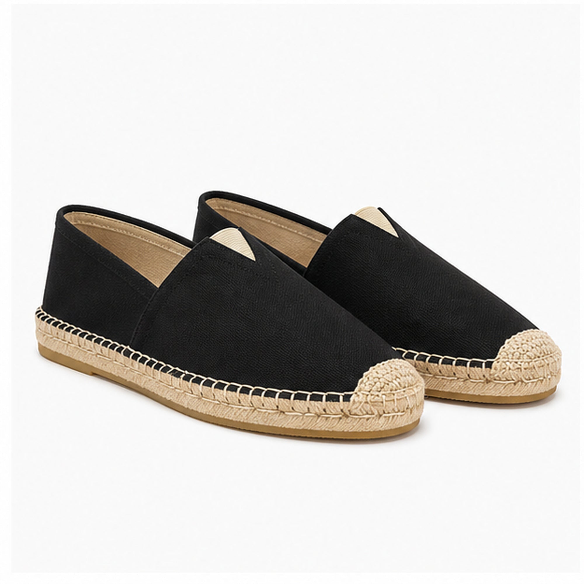 Wynmont men's black canvas espadrille slip-ons — studio pair