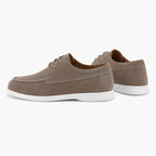 Xavemere taupe suede lace-up shoes, alternate studio angle