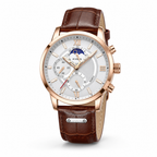 Xavevaro rose-gold analogue watch three-quarter studio view on pure white