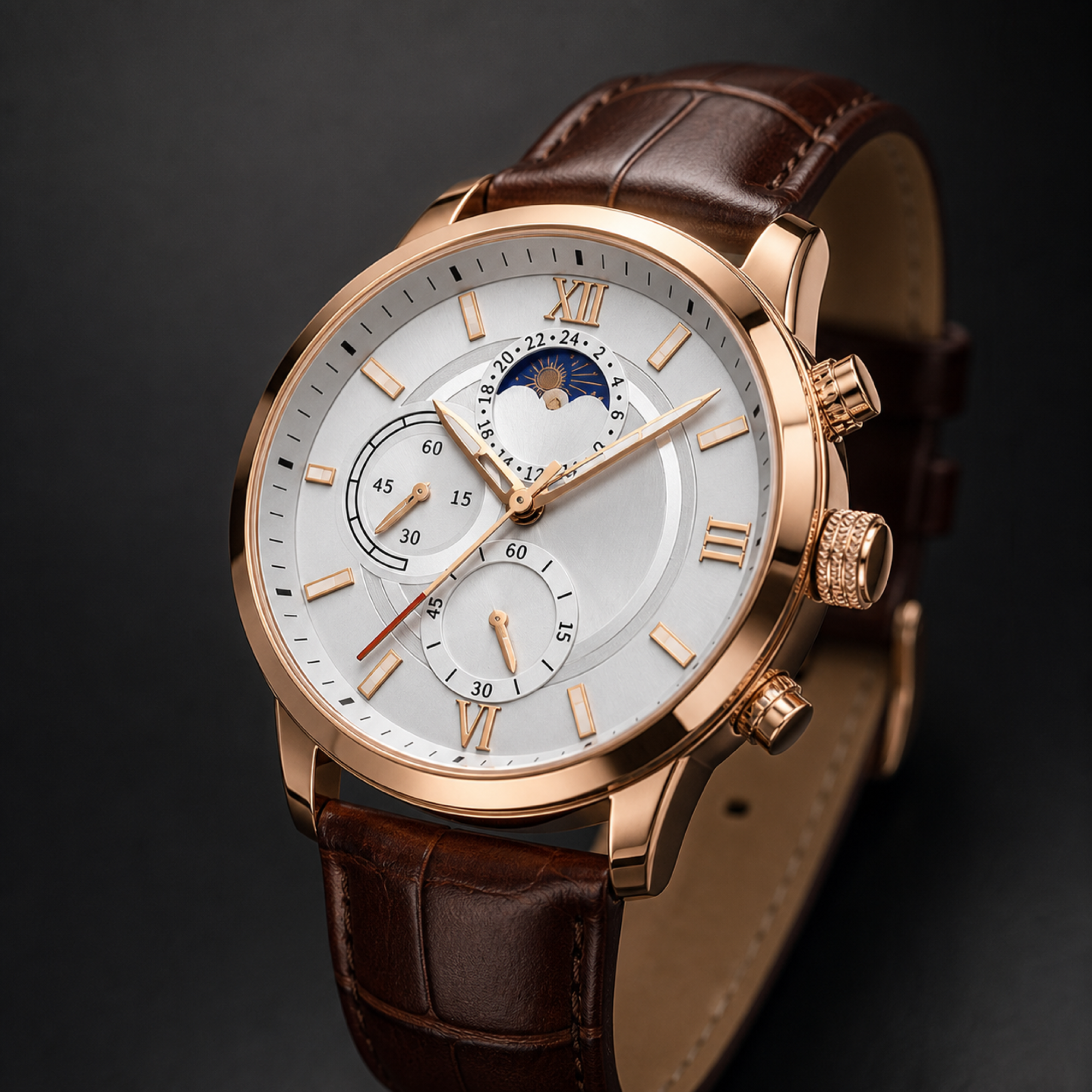 Xavevaro rose-gold case and white dial macro editorial
