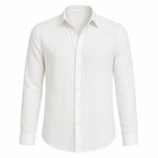 Yorevello white cotton-linen shirt, front ghost mannequin view