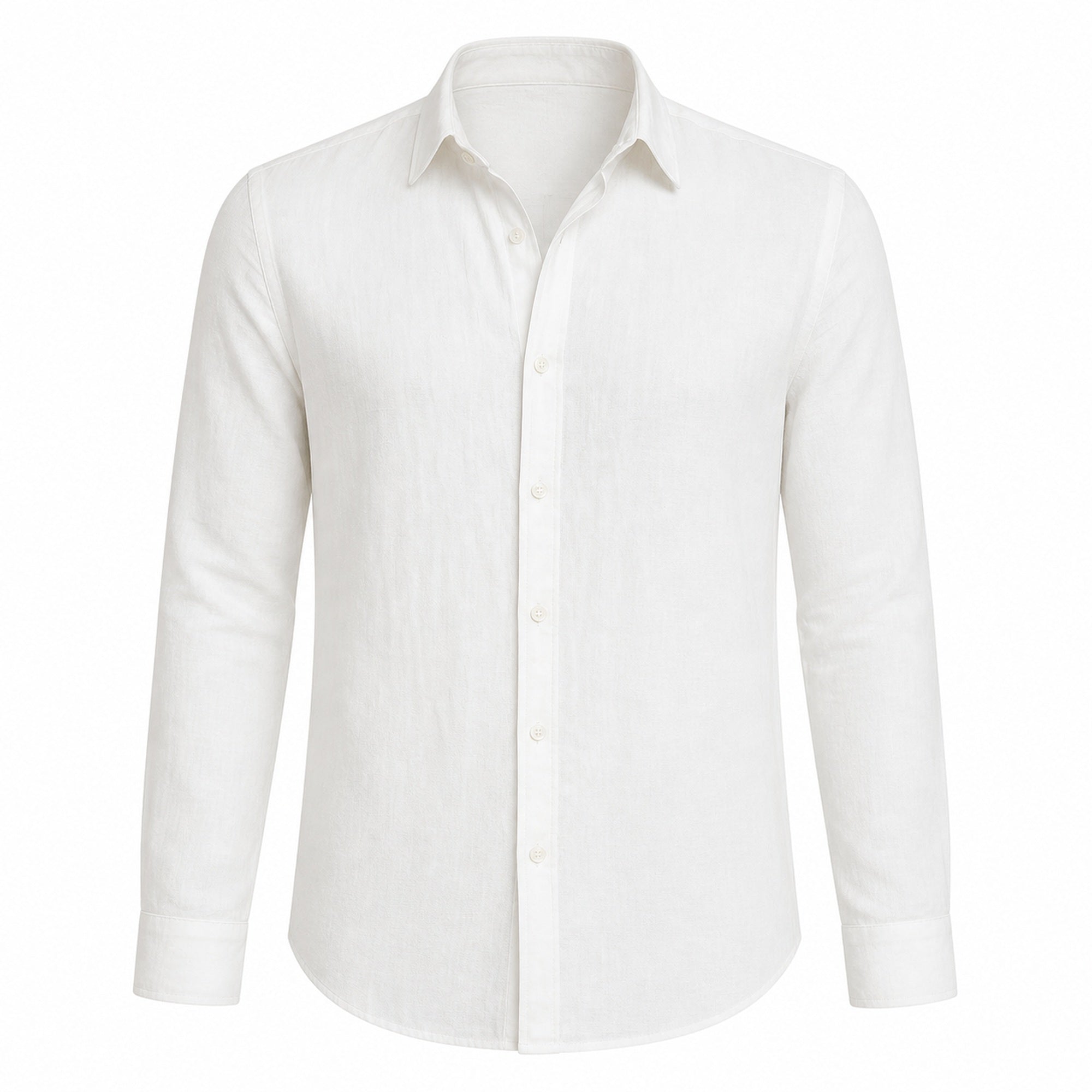Yorevello white cotton-linen shirt, front ghost mannequin view