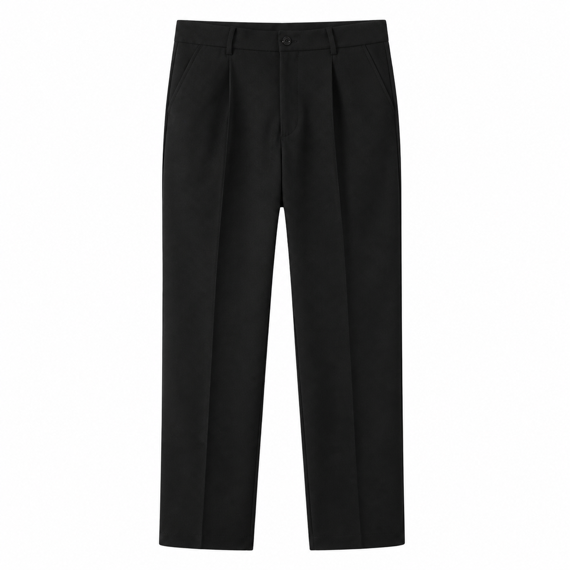 Zaledane black tailored straight-leg trousers front view on pure white