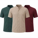 Zalesaro ribbed shirt dark green tan and maroon colourways