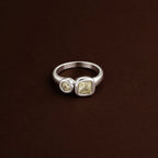 Bruce & Co Zesty – Yellow Zircon Two-Stone Swirl Ring, Stainless Steel
