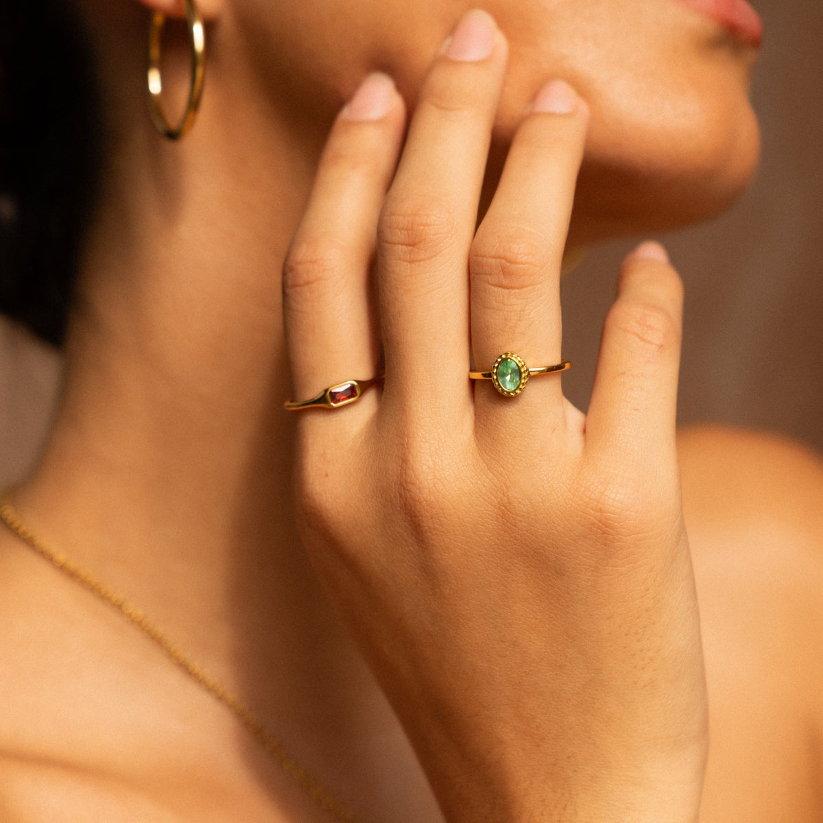Bruce & Co Sundrop – Red Zircon Rectangular Ring, Steel