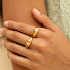 Bruce & Co Harmony – Two Pear Zircon Rings Set, Steel