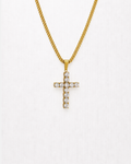 Bruce & Co Clear Zirconia Cross Pendant Necklace, Gold-Plated, 60 cm