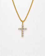 Bruce & Co Clear Zirconia Cross Pendant Necklace, Gold-Plated, 60 cm