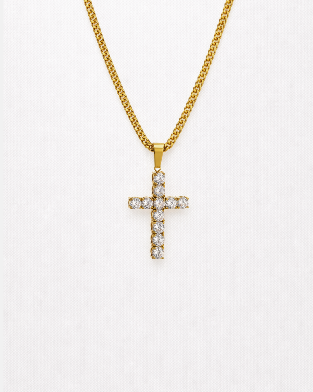 Bruce & Co Clear Zirconia Cross Pendant Necklace, Gold-Plated, 60 cm