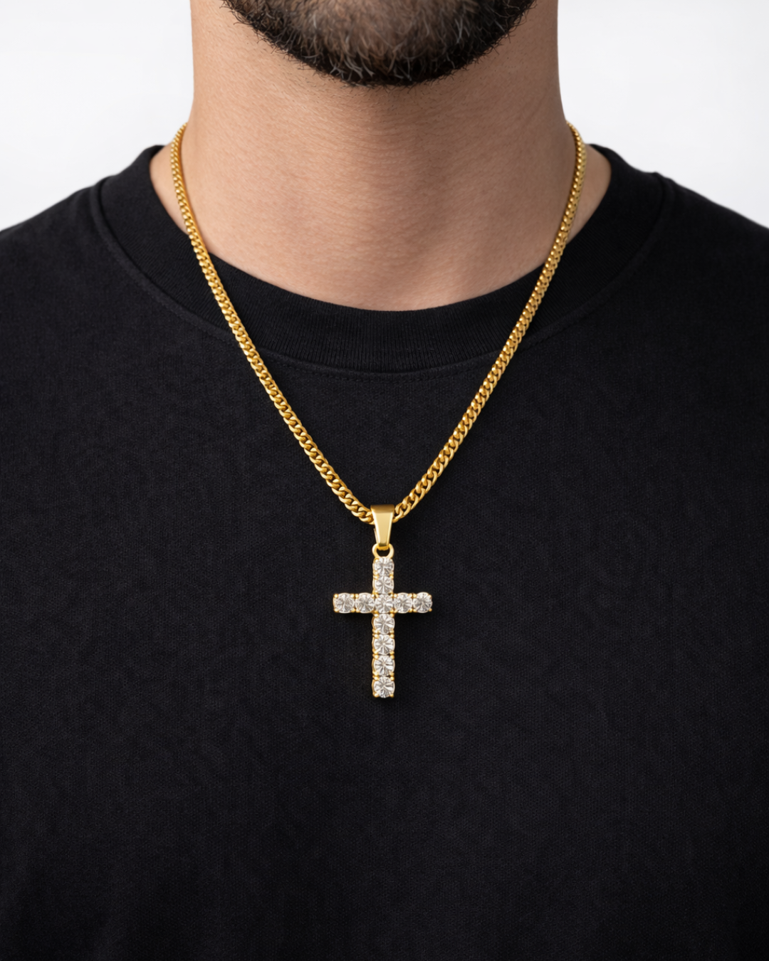 Bruce & Co Clear Zirconia Cross Pendant Necklace, Gold-Plated, 60 cm