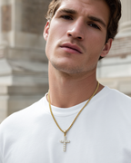Bruce & Co Clear Zirconia Cross Pendant Necklace, Gold-Plated, 60 cm